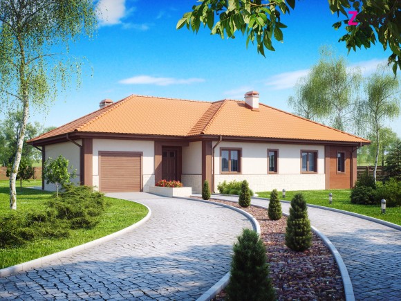 Проект одноэтажного частного дома с гаражом