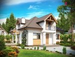 Готовый проект дома с мансардой и многоскатной крышей Беларусь