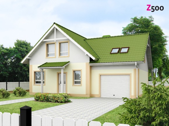 Проект мансардного дома с гаражом