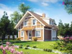 Готовый проект дома с эркером и отделкой из кирпича