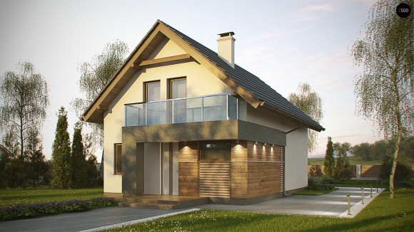 Проект дома Z500 с мансардой и балконом