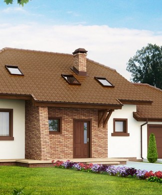 Проект дома с мансардой и гаражом на 2 машины