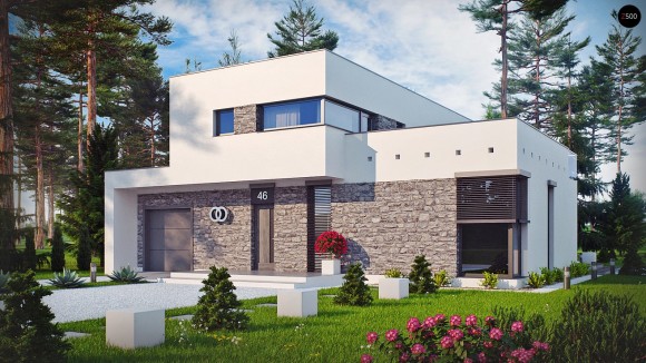 Проект современного двухэтажного дома в стиле хай-тек в Минске Zx46